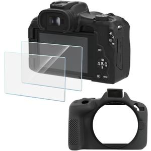 Screen Protector (2+1Pack) Compatible for Canon EOS R50,Tempered Glass Film Anti-Scratch High Definition and Soft Silicone Case for Canon EOSR50 Camera, Black