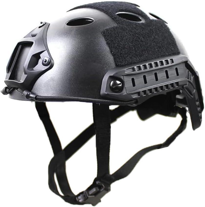PJ Tactical Paintball Airsoft Helmet Fast Military Helmet with NVG Bracket and Side Guide Rail (Black)