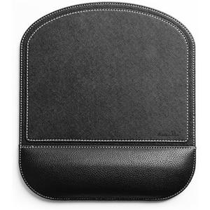 Black Office Square Leather Mouse Pad with Wrist Rest Non-Slip Design, Business Style Gaming PU Mousepad for Learners, Workers &Computer Users.