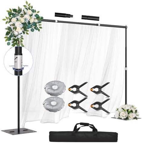 GLOSHOOTING Heavy Duty Backdrop Stand, 10x10ft Adjustable Photo Background Support System Kit with Steel Base, Pipe and Drape Photography Back Drop Kit for Parties Video Studio Wedding