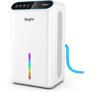Dehumidifier for Home 1000 sq.ft - Quiet Small Dehumidifier with Hose for 3 Gear Timer, Auto Shut Off, Aromatherapy, Sleep Mode, 7-Color LED Light, for Bathroom, Bedroom, Basement (Snow White)
