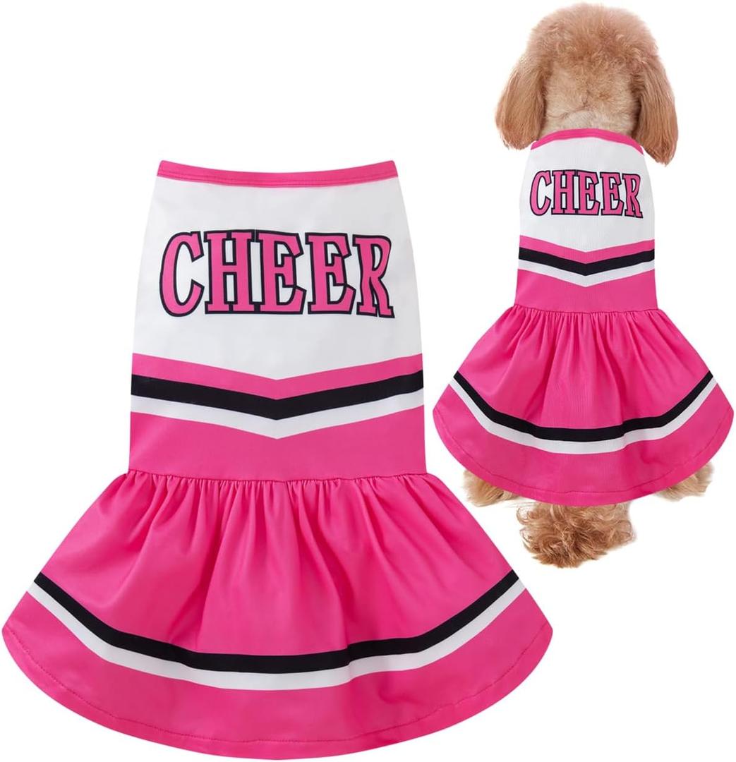 Dog Halloween Costume Cheerleader Dress (Large) (Rose Red)