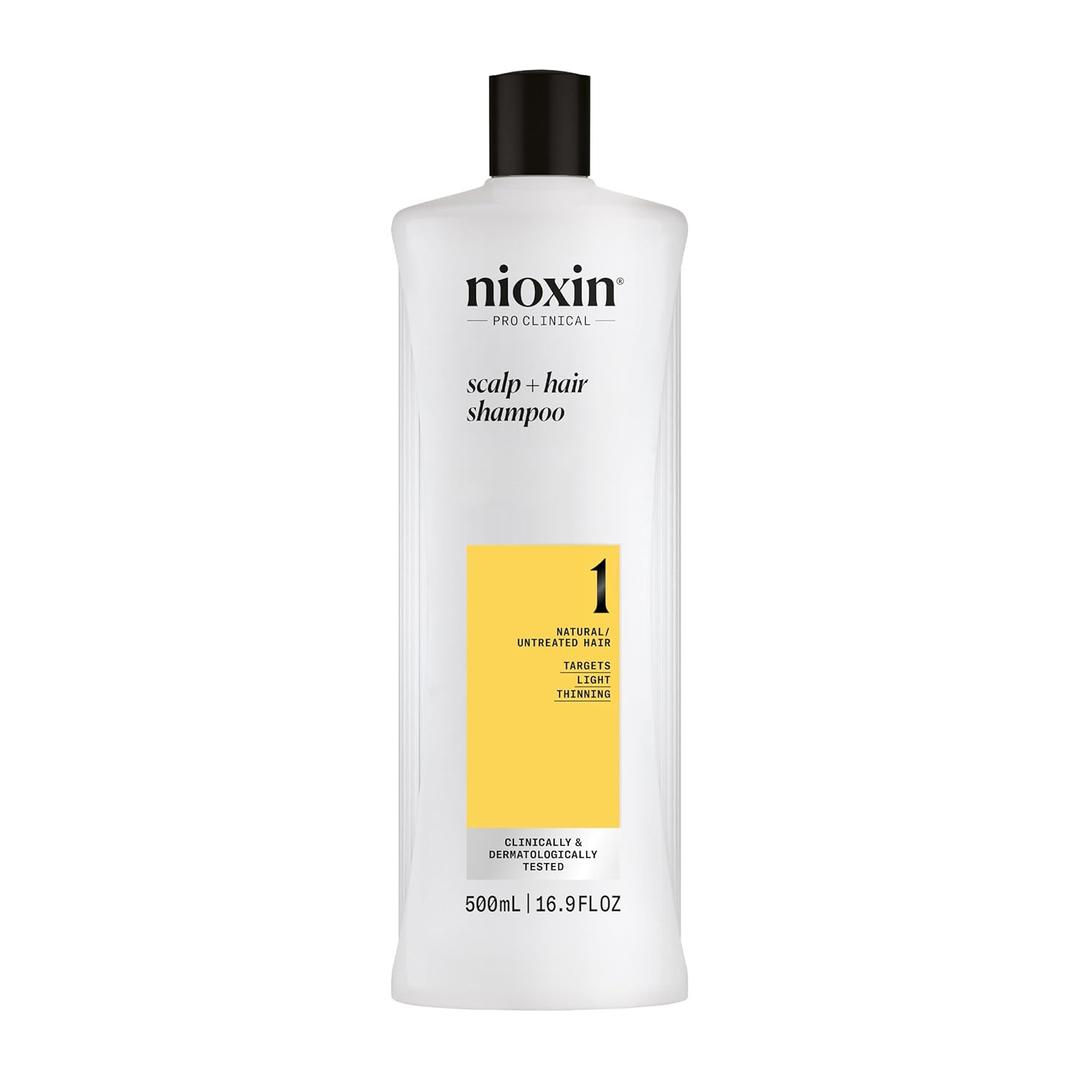 Nioxin Scalp + Hair Thickening System 1 Shampoo| For Natural or Untreated Hair with Light Thinning | With Niacinamide and Biotin | 16.9 Fl oz.