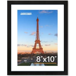 8x10 Picture Frame 1 Pack, Photo Frame with HD Plexiglass, Display Pictures 5x7 with Mat or 8x10 Without Mat, Picture Frames Collage for Tabletop or Wall Display, Black