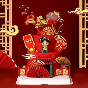 16Pcs Chinese Queen Cake Decoration Traditional Chinese Birthday Cake Decoration for Wedding Birthday Bridal Shower Baby Shower Asian Cake Topper