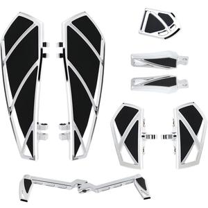 Motorcycle Floorboards Footpegs Shifter Peg Pedal Kit Compatible With For Harley Touring Softail Street Road Glide FLTR FLHX (Chrome)