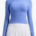 RUNNING GIRL Long Sleeve Yoga Shirts for Women, Soft Fitted Seamless Stretchy Casual Crew Neck Athletic Basic Shirt Size M