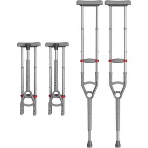 Adjustable Crutches with Padded Grips Height Adjustable Mobility Aid, Aluminum Underarm Support 330LB Adjustable Height 38.2-61.8 in Non-Slip Tips, Tool-Free Setup One Pair