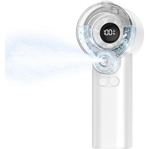 Handheld Misting Fan, Mini Portable Water Spray Fan with 5 Speeds & LED Display, 3600mAh Rechargeable Battery, Magnetic Detachable Water Tank,Personal Fan for Outdoor, Home, Office