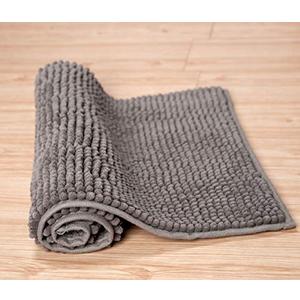 for Bathroom Living Room,Not-Slip Super Absorbent Water Chenille Bath Mat,Machine Washable Soft Densely Shower Mats Dark Grey (35x70inch)