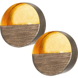 Luxury Metal Wall Candle Sconces Small Handcrafted Wall-Mounted Tealight Candle Holders with Gold Leaf Interior Modern & Rustic Home Dcor for Living Room, Hallway 6.5" Bronze Two Pieces