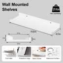 White Floating Shelves for Wall Decor, Wall Mounted Wood Storage Shelf for Bedroom, Living Room, Bathroom, Kitchen, Nursery, Display Picture Ledge Shelf with Lip Set of 2-16 Inches, White