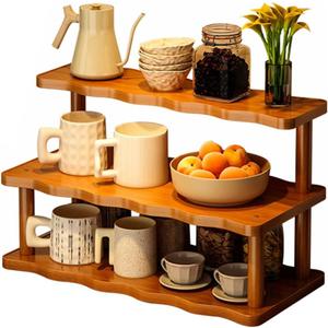 Coffee Mug Holder Countertop, Coffee Station Organizer, Counter Shelf for Tea Coffee Bar Accessories, Matcha Stand, Cup Display, Kitchen Condiment Storage Rack,3tier,19.69IN