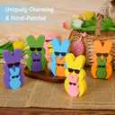 2 x Easter Decorations, 6pcs Wood Bunny Table Easter Dcor, Spring Rabbit Sign for Tiered Tray Home Decor