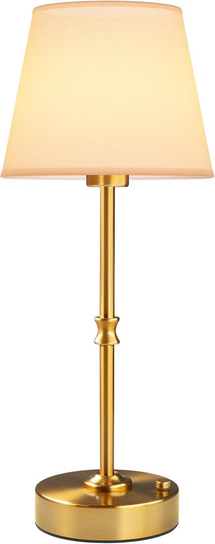 EppieBasic Cordless Table Lamp Rechargeable: Fast Charging & Long Lasting - 2700K Warm Light Vintage Gold Lamps for Women Housewife - Dinning Living Room Bedroom (Bronze+White Lampshde-1)
