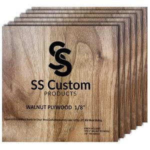 Walnut Plywood Sheets for Crafts 1/8 inch, 3mm Plywood Sheet for Laser Cutting, Wood Burning, Architectural Models, Drawing - 6 Pack Walnut Wood Sheets 12 x 12 inch (SS Custom Products)