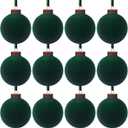 12 Pcs Velvet Christmas Balls Bulk Shatterproof Plastic Christmas Tree Decorations for Decorative Hanging Baubles (12, Blackish Green, 2.36Inch)