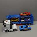 BainGesk Semi Truck Toys Car for 3, 4, 5, 6, 8 Years Old Boys Girls, Adjustable Double Decker Carrier Truck with Light & Sound, Car Hauler with Trailer Toy, Large Transport Toy Gifts for Toddler (Blue)