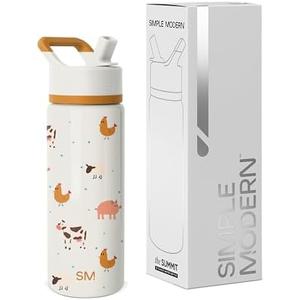 Simple Modern Kids Summit Water Bottle with Straw Lid | 18oz Stainless Steel Cup Insulated Tumbler for Toddlers, School | Farm Animals
