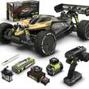 RIAARIO 1/10 Brushless RC Cars, RTR, Beginner, MAX 50+ MPH, Metal Drivetrain, 4WD, Waterproof Electronics, Carbon Fiber, Black, Ages 14+