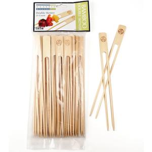 RSVP International Bamboo Barbecue Skewers, Double Round, 25-Count, 9"