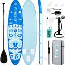 FunWater Inflatable Stand Up Paddle Board with Beginners SUP Accessories 10'6'' SUP,Anti-Slip EVA Deck,200-450lbs Capacity/Big Fin，Inflatable Paddle Boards for Adults & Youth of All Skill Level, 10'6×33"×6"