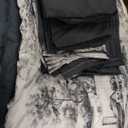 WONGS BEDDING King Comforter Set 7 Pieces, Black and White Botanical Comforter Bed in a Bag King, Soft Breathable Farmhouse French Toile Bedding Set with Comforter, Sheets, Pillowcases and Shams