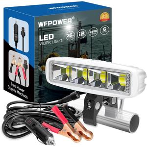 WFPOWER Clamp on Boat Spotlights, Flexible LED Spreader Marine Spotlights Waterproof, 6 inch Deck Dock Spot Light Bar for Boat Accessories Fishing T-Top Truck SUV ATV 12V | Waterproof Boat Headlights 6 inch, Deck Dock Spot Light Bar for Boat Accessories Fishing T-Top Truck SUV ATV 12V