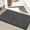 BEQHAUSE Dirt Trapper Door Mat 24" x 36", Non-Slip Washable Doormats Entrance Mat, Dirt Resistant and Absorbent Welcome Mat, Low Profile Floor Mats for Front Back Door and Entryway, Charcoal