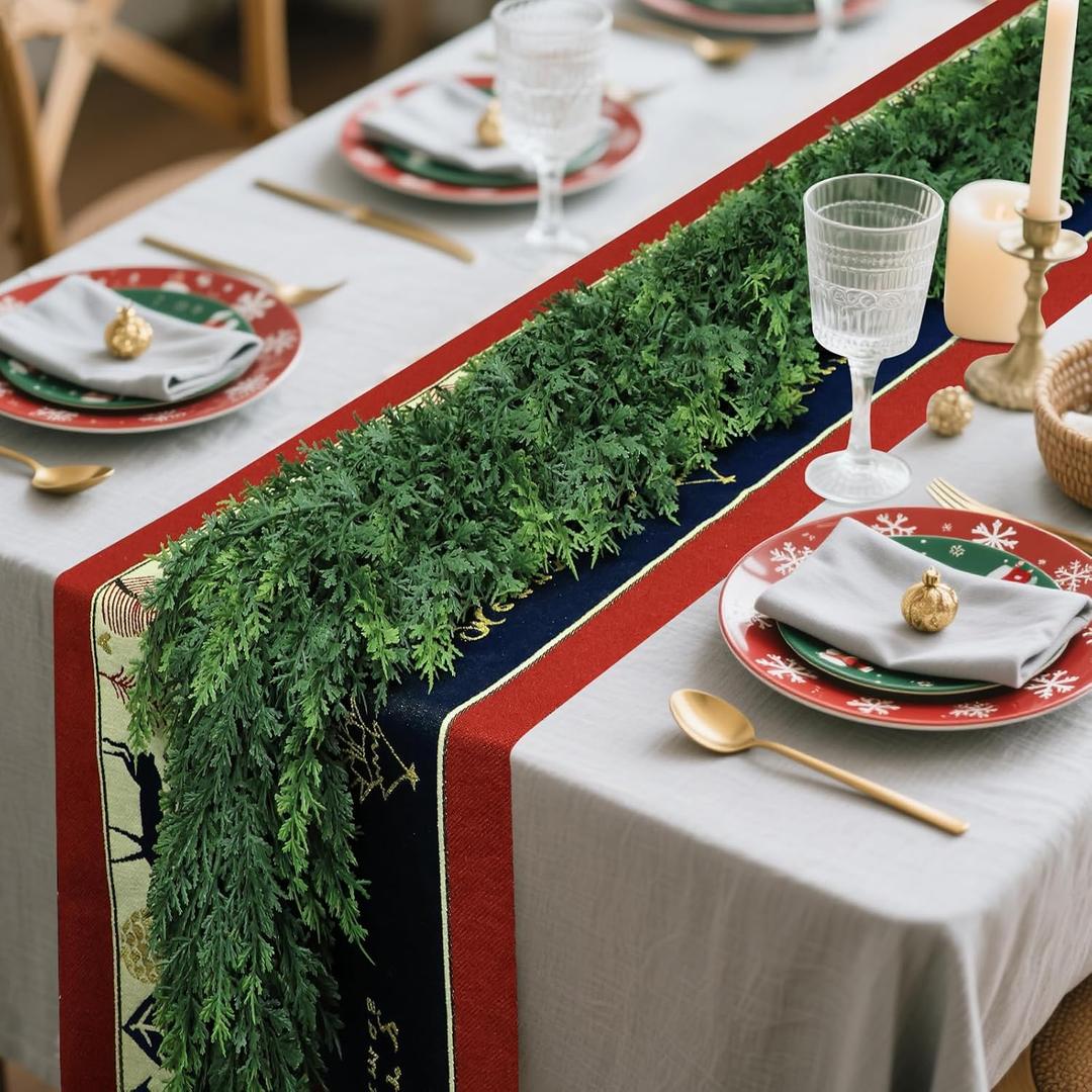 Christmas Cedar Garland with Soft Thickness Pine,Thick and Lush,Artificial Green Faux Cedar Pine Garland for Christmas Winter Home Mantel Fireplace Holiday Party Dcor (6Ft) 