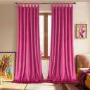 Hot Pink Velvet Curtains - 96 inch Length, 2 Panels, Room Darkening, Thermal Insulated, Tab Top for Bedroom (Fuchsia)