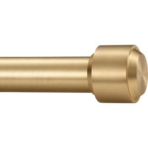 Curtain Rods, Non-Adjustable Drapery rod for Window, 1IN Diam 72INCH/6 Foot Fixed Length Rod with Aluminum End Caps and Brackets, Warm Gold
