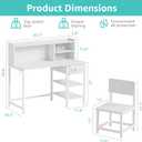 BOLUO White Kids Desk and Chair Set for 6-12 Year Old, Children Study Desk with Hutch and Storage Shelf, Student Writing Table with Fabric Drawer for Girls Boys, Overall dimension: 18.5"D x 43.7"W x 39.6"H