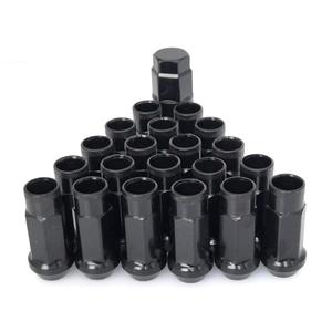 Lug Nuts M12x1.25 Open End Wheel Nuts,Taper Acorn Seat, Forged Locknut Racing Nut 20 Set 2 Pieces Total 22 Pieces and 1 Nut Socket Key (Black, M12 x P1.25)