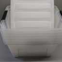 IRIS USA 13 Qt Stackable Plastic Storage Bins with Lids, 6 Pack - BPA-Free, Made in USA - Discreet Organizing Solution, Latches, Durable Nestable Containers, Secure Pull Handle - Pearl