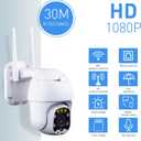 Outdoor PTZ WiFi IP Security Camera 1080P Home Surveillance Camera Pan/Tilt Two-Way Audio Motion Detection Color Night Vision Auto Tracking CamHiPro APP AT-200DW