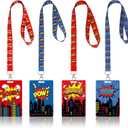 Liliaafar 4 Pcs Hero Badge Reel Supplies Colored Hero and City Badge Holder Reel Lanyard ID Card Holder with Lanyard for Students Teachers Nurses Office Workers