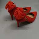 PiePieBuy Women's Pointed Toe High Heels Ankle Strap D'Orsay Pumps Shoes Bow Wedding Bowtie Back Dress Sandals (7.5, Red)