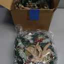 Hotop 12 Set Mini Wreaths for Kitchen Cabinet 12 Inch Small Christmas Wreath with Burlap Ribbon Red Berry and Eucalyptus Leaves for Xmas Window Front Door Fireplace Chair Farmhouse Hanging Decor