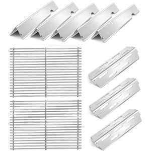 Stainless Steel Grill Flavorizer Bar Heat Plates with 2 Pack 9mm Grates Gas Grill Replacement Parts for Weber Genesis II 300 Series Genesis II E-310 E-315 E-330 E-335 S-310 S-335 Gas Grill Part