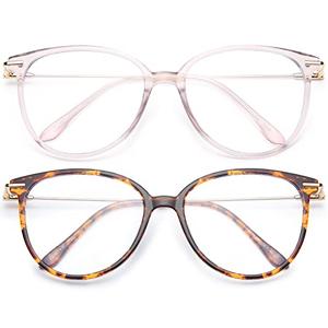 Gaoye Blue Light Blocking Glasses Women/Men, Fashion Cat Eye Fake Eyeglasses UV Ray Filter Computer Gaming Glasses (Pink+Tea Leopard)