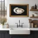 Vintage Gold Framed Wall Art Oyster Wall Decor Kitchen Minimalist Canvas, 24"L x 16"W