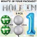 Golf Themed Party Decorations Balloons - 11 Pcs Hole In One Birthday Decorations Letter Blue Number 1 Foil Ball Golf Balloon Decor For Boys 1st Birthday Party Supplies