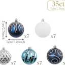 Valery Madelyn Ornaments for Christmas Trees, 35ct Navy Blue and Silver Shatterproof Christmas Tree Decorations, 2.76 Inches Winter Wonderland Hanging Ball Ornaments Bulk for Xmas Holiday Decor