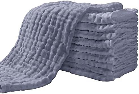 Yoofoss Muslin Burp Cloths for Baby 10 Pack 100% Organic Cotton Baby Washcloths for Boys Girls Large 20''X10'' Super Soft and Absorbent Fog Blue Yoofoss Muslin Burp Cloths for Baby 10 Pack 100% Organic Cotton Baby Washcloths for Boys Girls Large 20''X10'' Super Soft and Absorbent Fog Blue