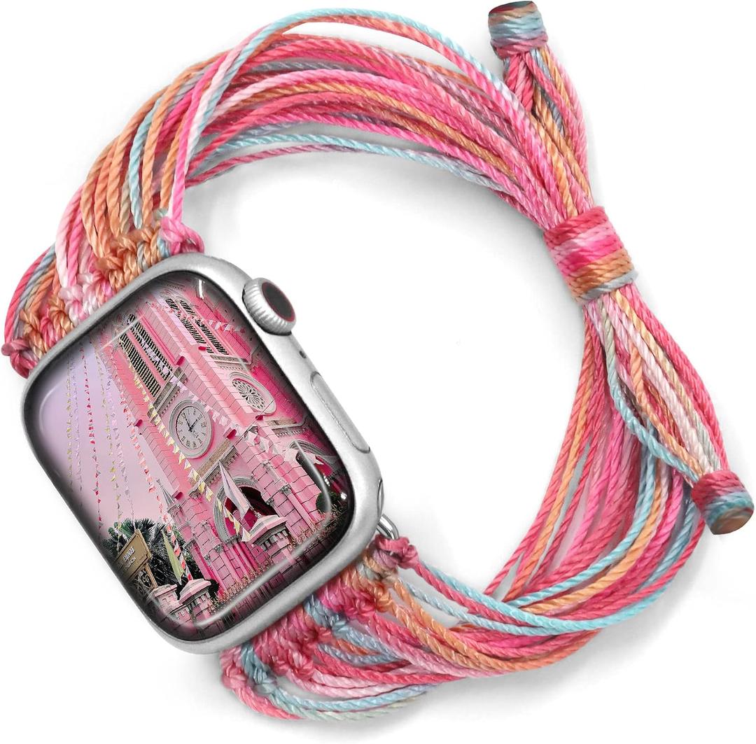 JR.DM Boho Watch Bands Compatible with Apple Watch 40mm 41mm 38mm 44mm 42mm 45mm 46mm Women, Cute Handmade Friendship Bracelet String Art for iWatch Series SE/11/10/9/8/7/6/5/4/3/2/1(Sakura) Size: 41/40/38/42mm(Series 11/10) JR.DM Boho Watch Bands Compatible with Apple Watch 40mm 41mm 38mm 44mm 42mm 45mm 46mm Women, Cute Handmade Friendship Bracelet String Art for iWatch Series SE/11/10/9/8/7/6/5/4/3/2/1(Sakura) Size: 41/40/38/42mm(Series 11/10)