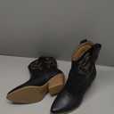 Soda BLAZING ~ Women Western Bootie Pointe Toe with Low Heel (8, Black Pu)