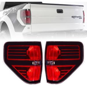 Boine Tail Light Compatible With 2009 2010 2011 2012 2013 2014 Ford F150 F-150 Left Driver and Passenger Side Rear Light Housing Brake Lamp - Red Smoked Tail Light (Black)