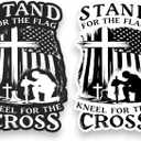 6 x (2PCS Black and White) Stand for The Flag Kneel for The Cross Sticker 5 inch, stickers for trucks, window stickers for trucks, religious car decals, Waterproof Vinyl Decals For Cars, Laptops, Tumblers