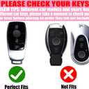 Key Fob Cover Fit for Mercedes with Keychain Compatible with Benz 2017-2021 E-Class 2018-2021 S-Class 2019-2021 A-Class C-Class G-Class, 4 Buttons (Silver)